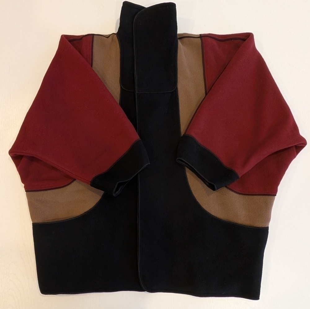 Vtg Mrs H Winter Pure Wool Colorblock Cocoon Coat Womens S Avant Garde 70s 80s - Picture 5 of 12